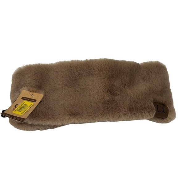 C.C. Mocha Faux Fur Sherpa Lined Headband with Velcro Closure One Size Fits Most - Picture 10 of 10